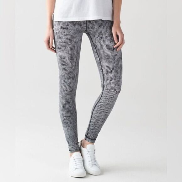 Lululemon Wunder Under‎ Pant III Fall Net White Black 2 - Picture 1 of 9